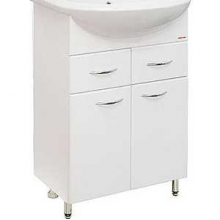 Тумба с ум-ником "Уют"(55 см), с 2-мя ящиками, на ножках; белая