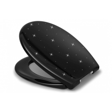 Крышка к унитазу черная со стразами Como Diamond SC Swarovski-Stars Handmade SoftClose C2702Y