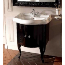 Тумба черная под раковину 69, две серебряные ножки, ручки стекло хр. RETRO KERASAN 7361K3