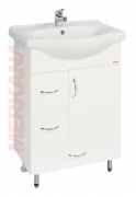 Тумба под ум-ник "Элегия"(60 см), с 2-мя бок. и 1-им нижним ящиками; на ножках; белая