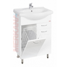 Тумба под ум-ник "Элегия"(60 см), с 2-мя ящиками и корзиной, на ножках, белая