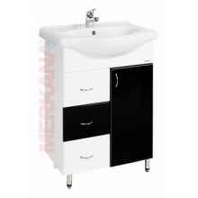 Тумба под ум-ник "Элегия"(60 см) с 3-мя ящиками, на ножках, чёрная