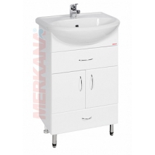 Тумба под ум-ник "Уют"(55 см), с 1-м верхним и 1-м нижним ящиком, на ножках; белая